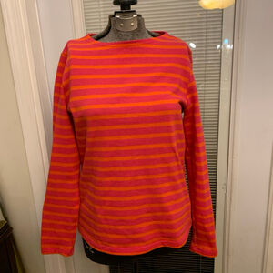 Women's Saint James Long Sleeve light sweater Size 8 Pink Orange Striped